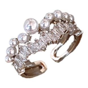 2025新款爆款小众设计镶钻珍珠戒指女轻奢高级食指环高级小指尾戒