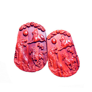 印度小叶紫檀虎马狗三合局牌寅午戌火局吊坠挂件红木木牌