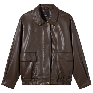 热风女士夹克2026年春季新款港式复古PU外套仿皮夹克机车风外套