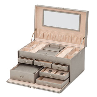 英国WOLF Heritage大号首饰盒项链戒指耳环手镯带锁含旅行收纳盒