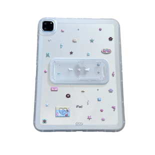 ins韩风翅膀草莓星星透明支架可调节适用苹果三星华为2025ipadpro保护套平板Air34678壳第十代小米Matepad女S