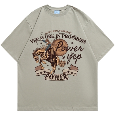 YEP美式复古短袖t恤女2026新款夏季ins潮牌半袖宽松oversize上衣