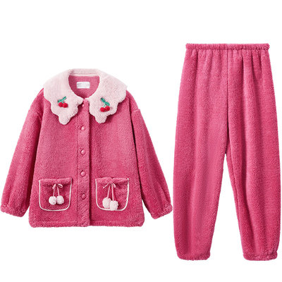 女泡泡绒睡衣红豆甜美可爱家居服