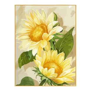 奶油风客厅装饰画向日葵沙发背景墙挂画单幅落地画玄关挂墙壁画
