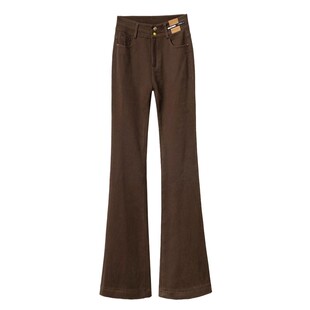 白色微喇牛仔裤女2026年秋冬加绒加厚小个子高腰修身显瘦喇叭裤子