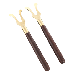 黑檀木手工壶叉纯铜壶盖叉铁壶专用功夫茶具配件壶盖置铜壶盖置壶