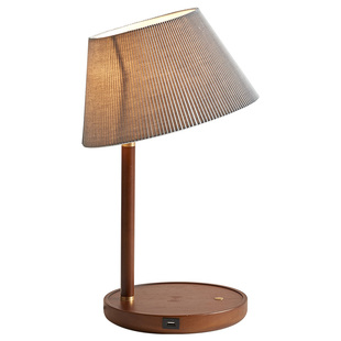 现代简约床头灯无线充电北欧卧室客厅书房实木ins少女装饰台灯