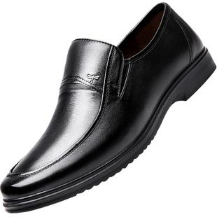 红蜻蜓皮鞋男2025新款春秋舒适真皮软面男士软底中老年休闲爸爸鞋