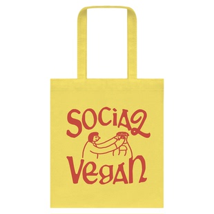 Talktokey(TTO) 社交素食主义 通勤百搭纯棉单肩黄色帆布包袋男女