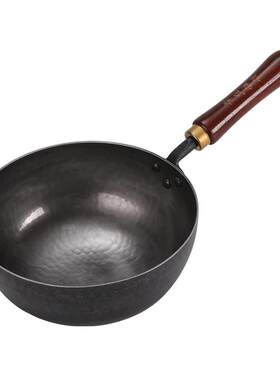 纯手工熟铁无涂层奶锅家用炒菜锅