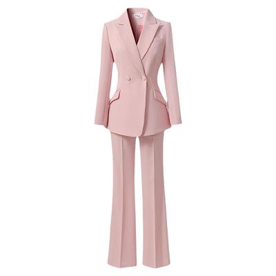 年会晚会礼服粉色西装套装工作服