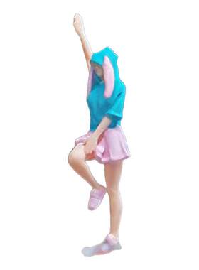 164微缩沙盘场景道具兔帽女孩