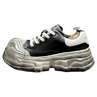 男鞋2025秋冬季新款板鞋厚底增高男鞋复古做旧大头鞋小众休闲鞋子