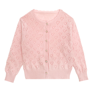 女童针织开衫春季薄款2026新款儿童外套上衣纯棉披肩外搭毛衣春秋