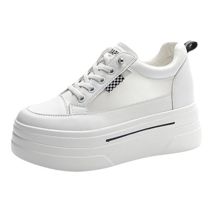 厚底8CM内增高小白鞋女休闲2026春夏季新款低帮时尚网面单鞋板鞋