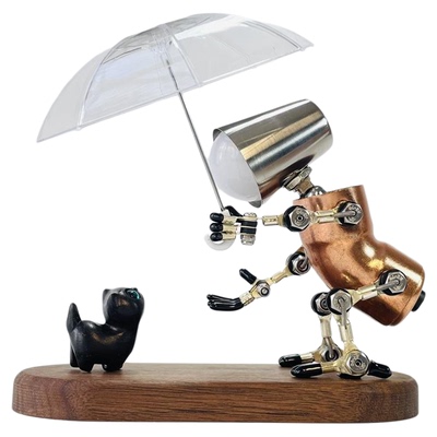 治愈系机器人和小猫电脑桌面摆件氛围灯电竞房装饰灯桌搭礼物手办