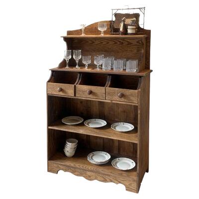 美式乡村复古实木餐边柜