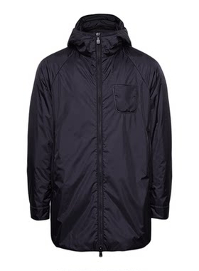 连帽尼龙桑蚕丝棉服中长款风衣