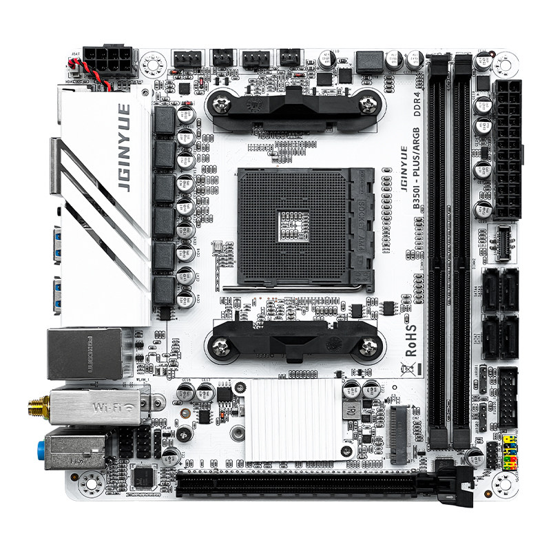 精粤B350主板+WiFi模块套装+蓝牙+天线 支持AM4系列R5 5600 5600X