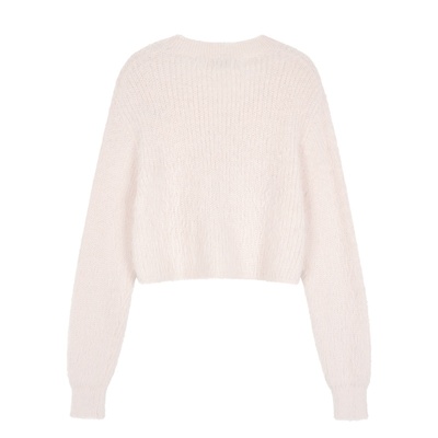 V领纽扣细节刺绣logo点缀长开衫