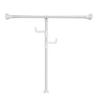 伸缩晾衣架晒杆浴帘阳台不锈钢固定式T型免打孔家用壁挂墙窗帘