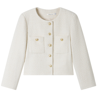 Halo Luu法式名媛白色小香风外套女春季2026新款气质高级短款上衣