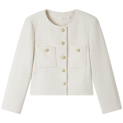 HaloLuu法式名媛白色小香风外套