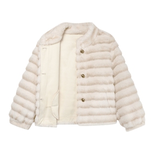 白鹿语毛感温暖分层设计大衣2024冬新款气质层次感单排扣外套女