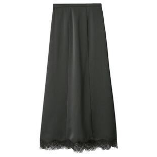 SNIDEL秋冬款优雅高腰缎面蕾丝拼接A字半身裙SWFS245106