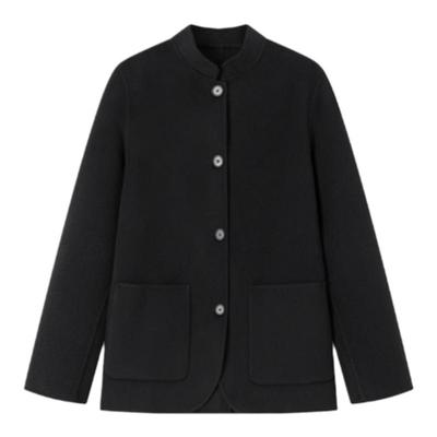 华吉言【晚安】珍稀山羊绒羊毛大衣百搭黑色短款双面呢子外套