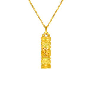 MITHAOL黄金色龙柱项链女新中式六字箴言吊坠秋冬季毛衣链银镀18K