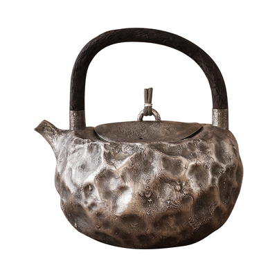 纯银时代朴拙捶坑侘寂风烧水壶
