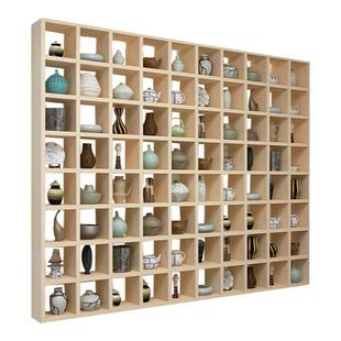 实木墙上置物架壁挂书架展示架多宝格子架挂墙茶杯收纳博古架定制