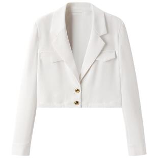 太平鸟女装夏季抽绳西装领女式西服短款A1BAE2252