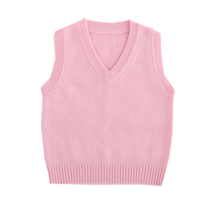 儿童背心毛衣男女小中大童无袖背心套头纯色童装针织马甲上衣春秋