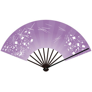 独品扇坊动漫百花缭乱-红月夜竹十骨烤漆绢布双面印刷定制折扇子