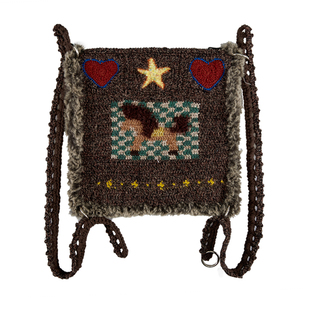 小黄香蕉手钩爱星马包包女原创编织单肩斜挎毛绒线质感针织双肩包