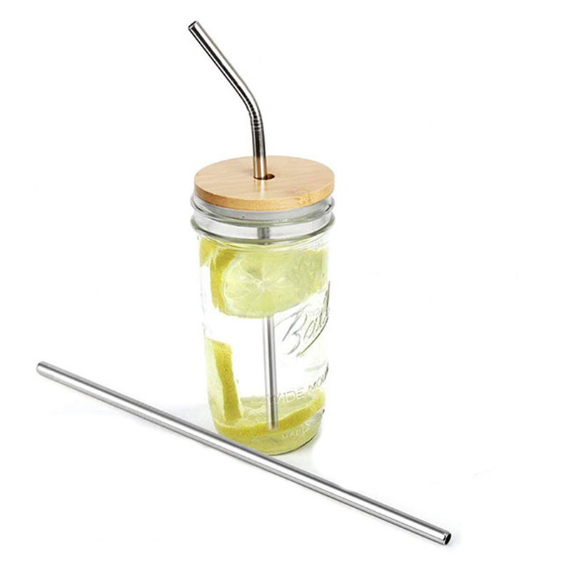 包邮竹木盖宽口梅森杯DetoxWater排毒水吸管杯西柚饮料冷萃咖啡杯