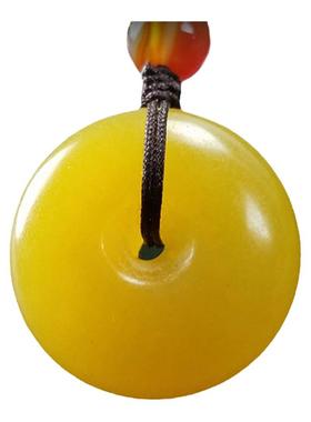 新疆纯天然平安扣黄色戈壁玉吊坠