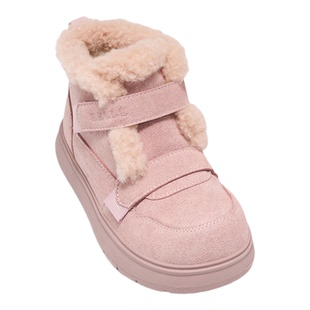 百丽童鞋女童雪地靴宝宝毛毛靴冬季粉色公主洋气加绒保暖儿童棉鞋