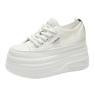 哈森内增高女鞋子2026春夏季爆款透气厚底休闲鞋百搭小白鞋配裙子