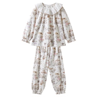 嫚熙宝贝低敏儿童家居服套装丝柔果棉睡衣套装宝宝分体长袖空调服