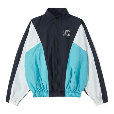 原创四季圆领宽松拼色夹克