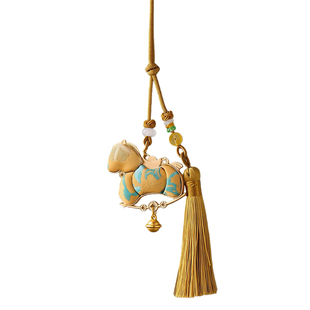 灵隐马年挂饰宋锦小马车挂马上有钱马上如意车挂汽车挂件新年礼物