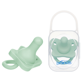 布朗博士一体式安抚奶嘴全硅胶安睡型0-3-6个月新生儿超软防龅牙
