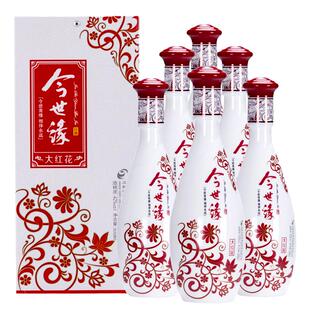 今世缘大红花42度500ml*6瓶装整箱浓香型白酒纯粮酒宴请酒席酒水