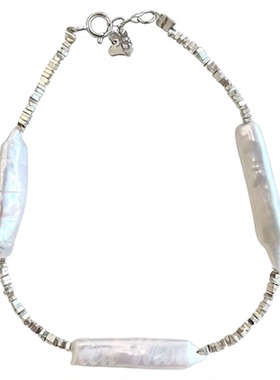 异形碎银子牙签珍珠手链轻奢个性