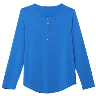 铜牛BLESS家居系列春夏V领居家女衫 简约舒适睡衣家居服上衣VS058