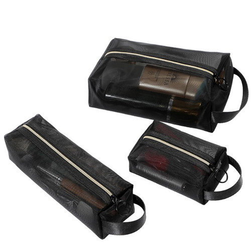 手提便携化妆包高级感笔刷收纳包口红气垫补妆包大容量网纱洗漱包