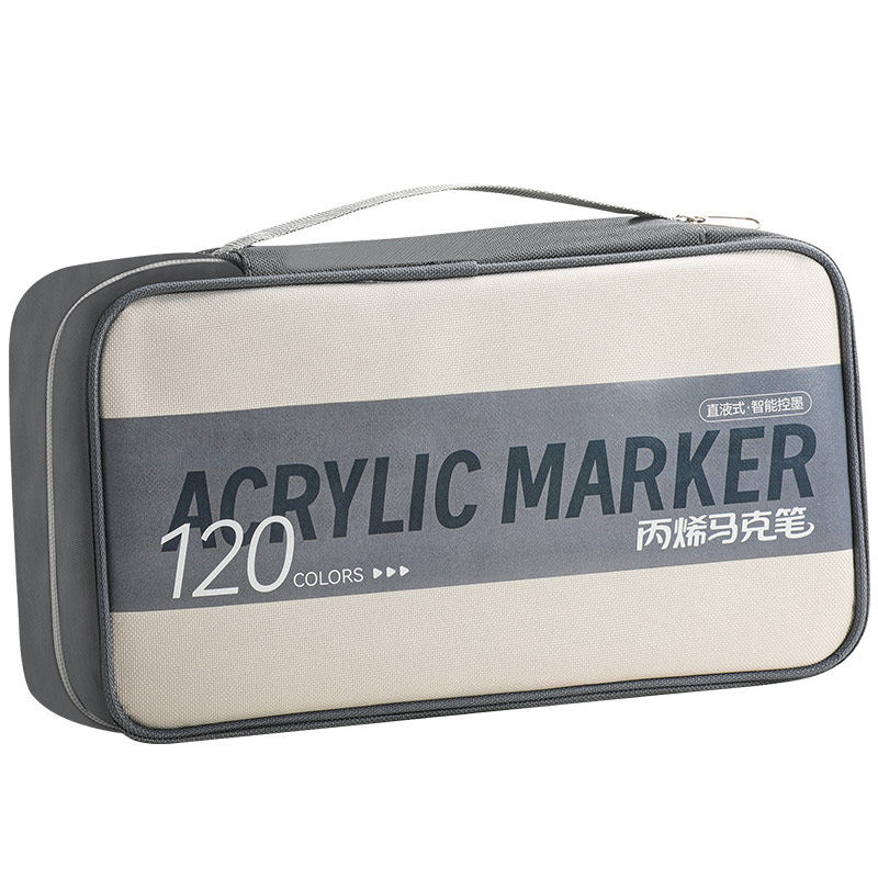120色直液式软头丙烯马克笔高品质布包装80色60色学生用不易透色可叠色儿童小学美术生绘画幼儿园涂鸦水彩笔